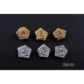 Aplikacja róże metaliczne 2,5 cm złoty (50 szt.)
