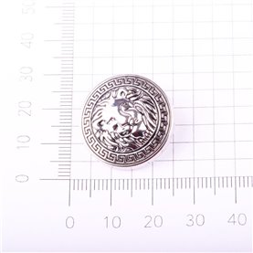Guzik metalowy z lwem r. 36 kol. srebrny (5 szt.)