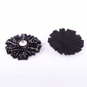 Ozdoba rozeta z cyrkonią czarna 5 cm (2 szt.)