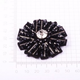 Ozdoba rozeta z cyrkonią czarna 5 cm (2 szt.)