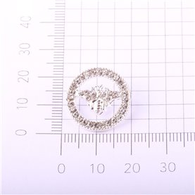 Guzik ozdobny z pszczołą 18 mm srebrny (2 szt.)