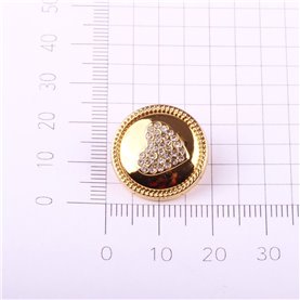 Guzik metalowy z sercem r. 28 złoty (5 szt.)