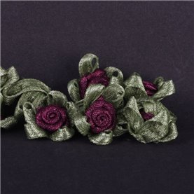 Aplikacje róża listki 2 cm śliwkowy (50 szt.)