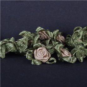 Aplikacje róża listki 2 cm beżowy (50 szt.)