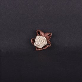 Aplikacje róża listki brąz 2cm beżowy (50 szt.)
