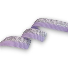 Lamówka elastyczna 17 mm z brokatem fioletowy 25mb
