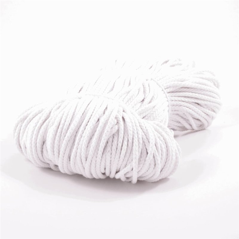 Sznurek bawełniany 4,5 mm biały- 100 mb