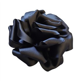 Przypinka broszka kwiat satynowy czarny fi 18 cm