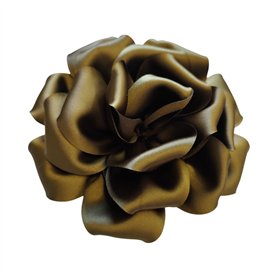 Przypinka broszka kwiat satynowy oliwkowy fi 18 cm