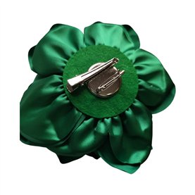 Przypinka broszka kwiat satynowy zielony fi 18cm