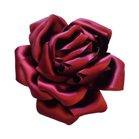 Przypinka broszka kwiat satynowy bordowy fi 18 cm