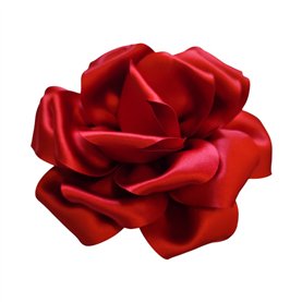 Przypinka broszka kwiat satynowy czerwony fi 18 cm