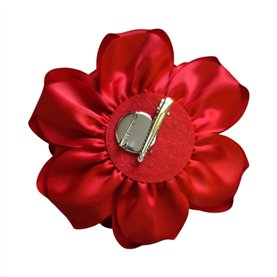 Przypinka broszka kwiat satynowy czerwony fi 18 cm