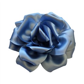 Przypinka broszka kwiat satynowy błękitny fi 18 cm
