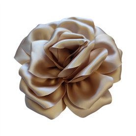 Przypinka broszka kwiat satynowy beżowy fi 18 cm