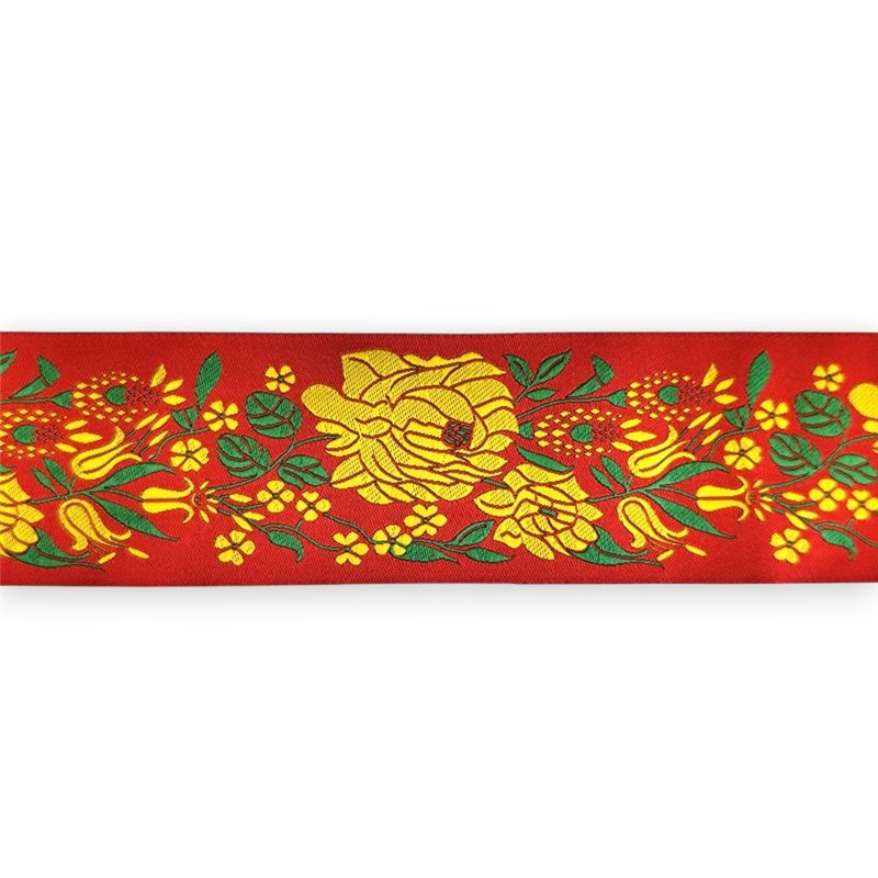 Taśma żakardowa róża 48x110 - 5mb - czerwona