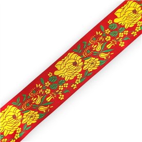Taśma żakardowa róża 48x110 - 5mb - czerwona