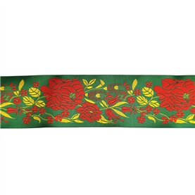Taśma żakardowa róża 48x110 - 5mb - zielona